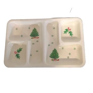 Art Form Ind Christmas Tree Chip Dip Rigid  Plastic Divided Serving Tray Vintage